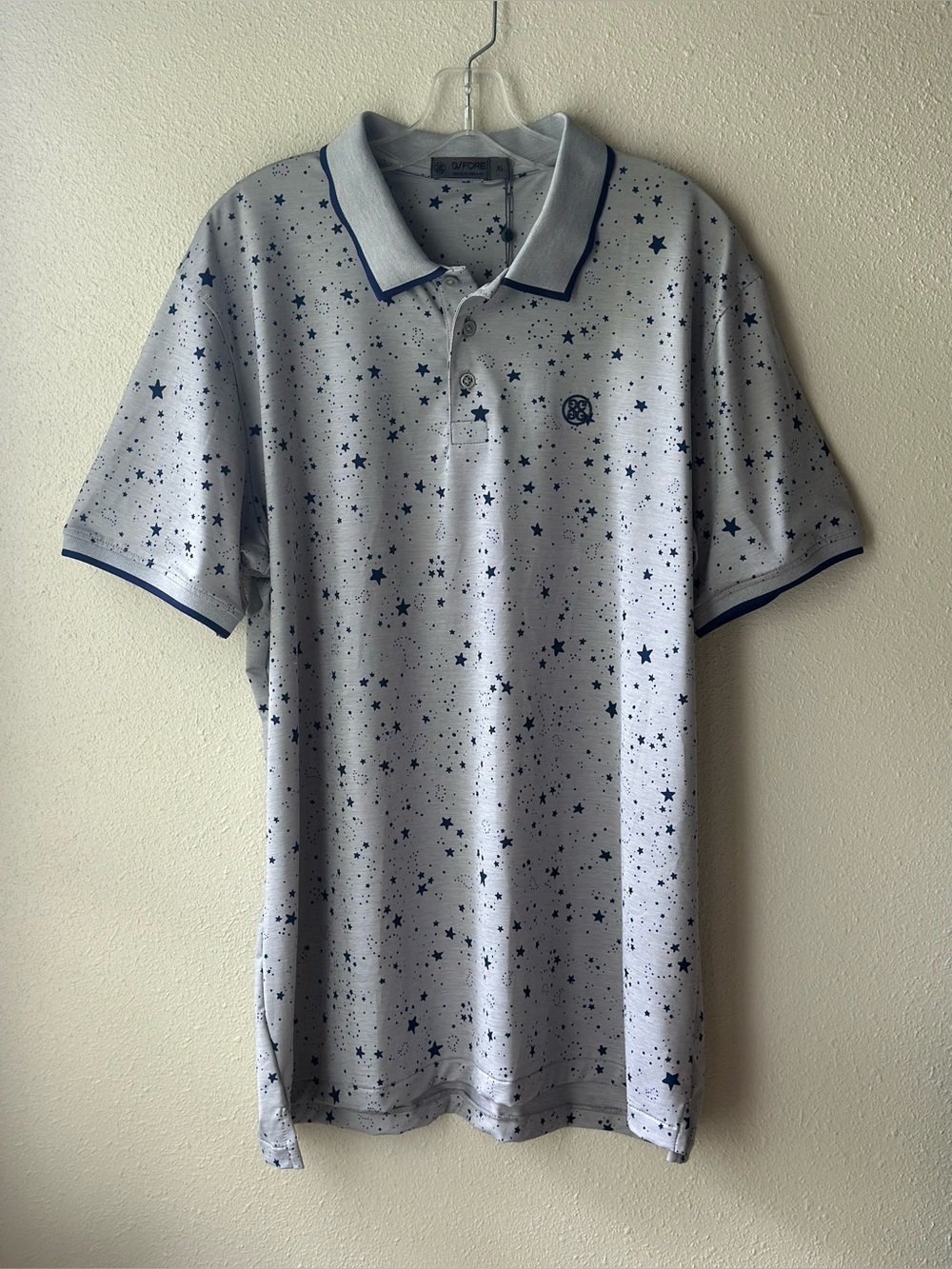 G/FORE Constellation Golf Polo Shirt Mens XL Gray Blue Stars Tour Stretch Logo